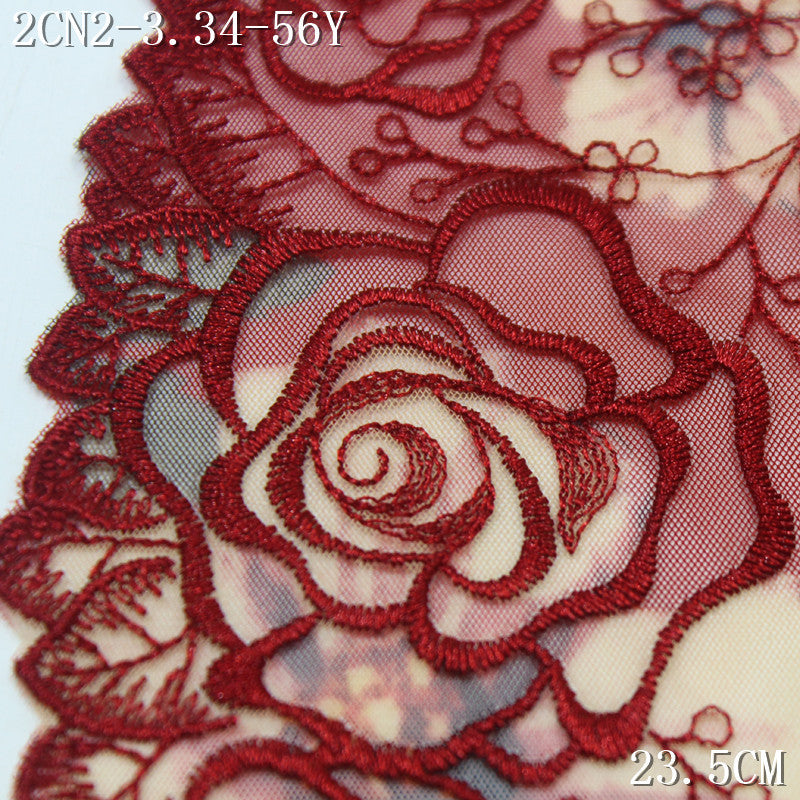 FREEDOMBEAUTY | Shengbud crimson print mesh embroidered lace rose pattern 21cm pajamas underwear lace accessories