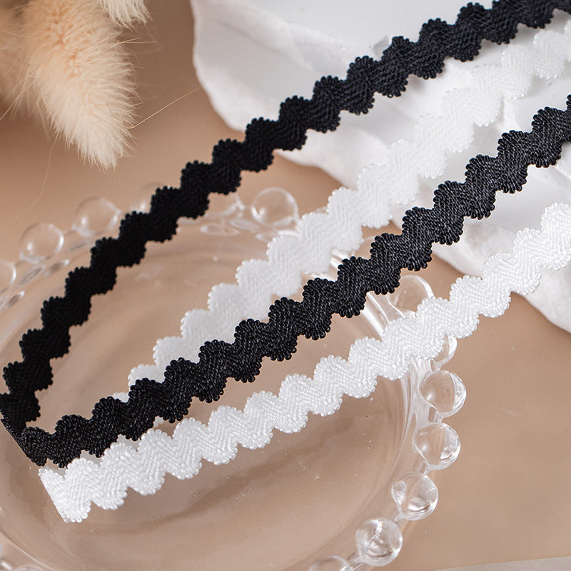 FREEDOMBEAUTY | Factory Direct 1.0CM Glossy Bending Elastic Ribbon Black and White Spot, Garment Underwear Elastic Ribbon