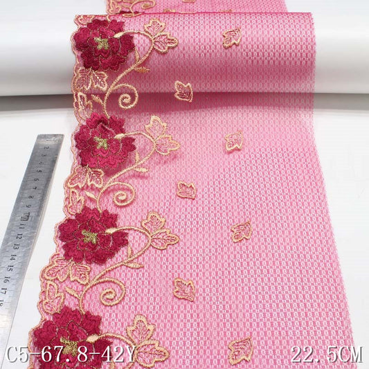 FREEDOMBEAUTY | Magenta lace mesh embroidery with vintage floral 22.5cm accessories wholesale sofa cushion accessories