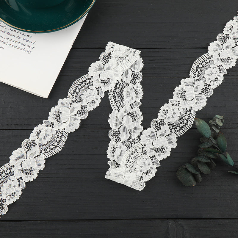 FREEDOMBEAUTY | [stretch] nylon silk lace, warp knitted elastic lace edge, wedding dress lace accessories, factory spot