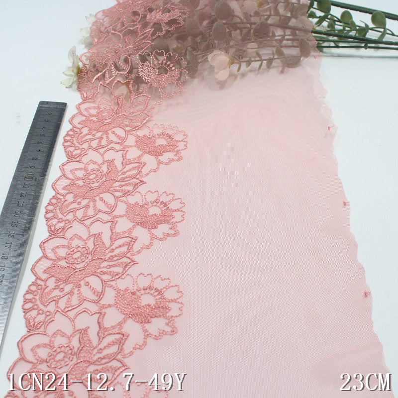 FREEDOMBEAUTY | [1Pack] Light mesh modern floral pattern embroidery lace 23cm clothing DIY curtain lace accessories