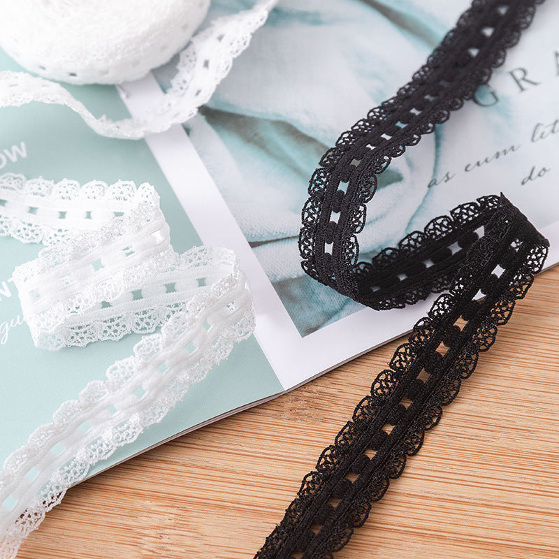 FREEDOMBEAUTY | Manufacturer supplies 1.5cm polka dot flower bud knitted elastic elastic ribbon clothing decorative webbing black and white spot