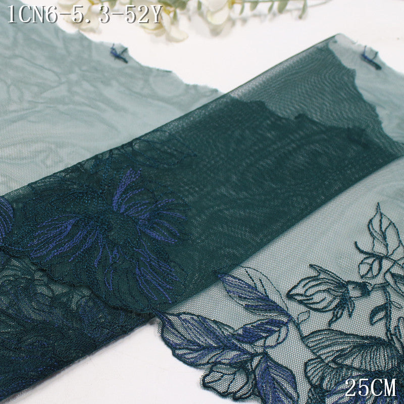 FREEDOMBEAUTY | Black and green light mesh retro large flower embroidered lace clothing cheongsam home lace accessories