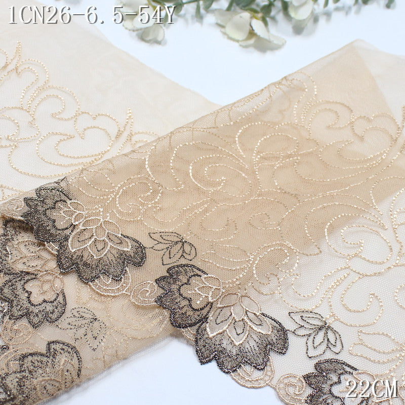 FREEDOMBEAUTY |  two-color mesh fashion roll grass pattern embroidery lace 21cm high-end clothing sofa cushion lace accessories