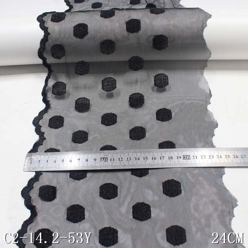 FREEDOMBEAUTY | Black Mesh Spotted Polyester Thread Embroidery Lace, Accessories Wholesale Curtains Clothing Accessories Textile Accessories