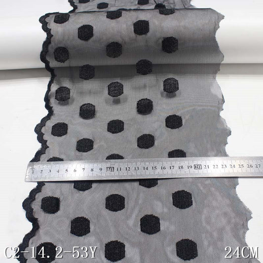 FREEDOMBEAUTY | Black Mesh Spotted Polyester Thread Embroidery Lace, Accessories Wholesale Curtains Clothing Accessories Textile Accessories