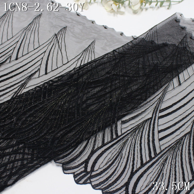 FREEDOMBEAUTY | Fashion Flowing Gold Thread Phoenix Tail Mesh Embroidery Lace, Clothing Dress Skirt Lace Accessories