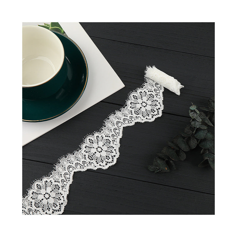 FREEDOMBEAUTY | [stretch] White hollow lace lace accessories, wavy lace edges, small fresh clothing home textile elastic lace accessories