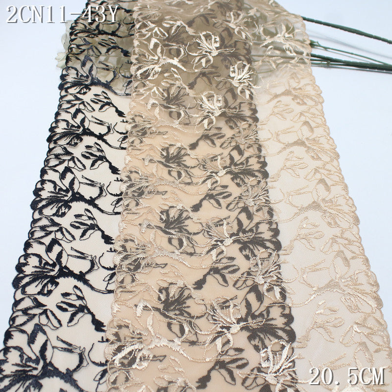 FREEDOMBEAUTY |  European retro flower skin tone mesh embroidery lace 20cm clothing lingerie lace accessories