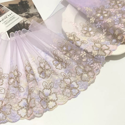 FREEDOMBEAUTY | Spot light purple pink orange retro chain bead flower ball embroidery mesh lace accessories decoration DIY