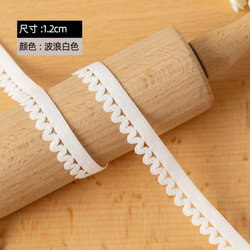FREEDOMBEAUTY | Factory direct sales, black and white spot 1.2/1. 5CM light silk wavy tip bud nylon bud belt underwear elastic accessories
