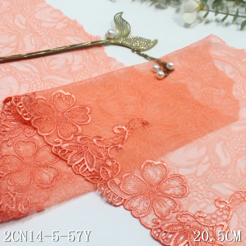 FREEDOMBEAUTY | Orange printed mesh yarn exquisite flower embroidery lace, clothing accessories lace accessories DIY