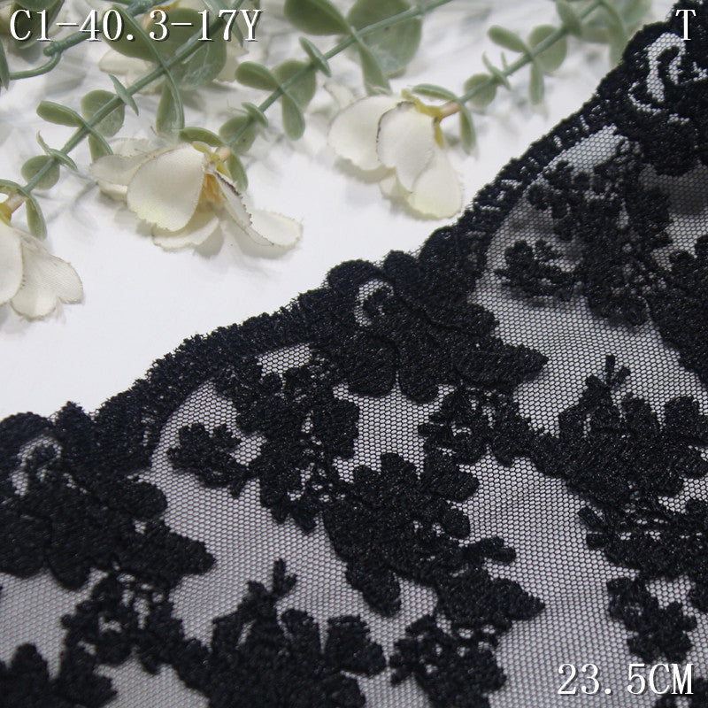 FREEDOMBEAUTY | Fashion mesh embroidery lace black full pattern 23.5cm skirt decoration clothing lace accessories