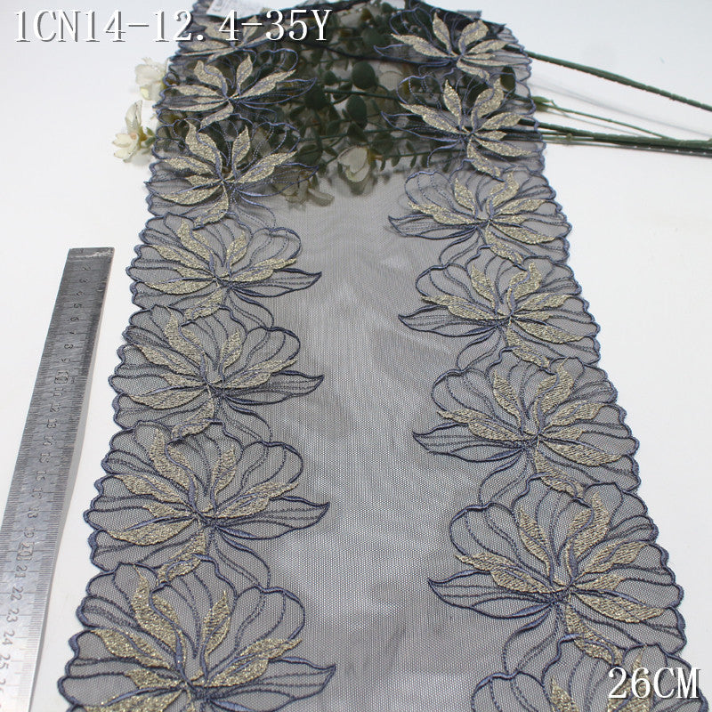 FREEDOMBEAUTY |  retro light luxury gorgeous gold thread flower mesh embroidery lace, dress skirt lace accessories