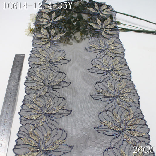 FREEDOMBEAUTY |  retro light luxury gorgeous gold thread flower mesh embroidery lace, dress skirt lace accessories