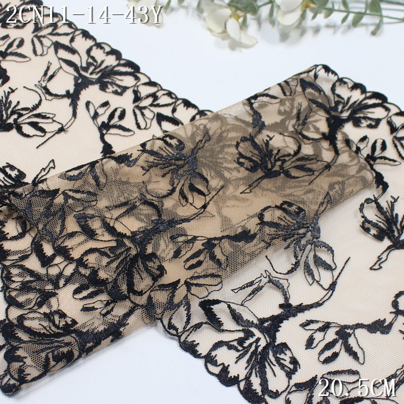 FREEDOMBEAUTY |  European retro flower skin tone mesh embroidery lace 20cm clothing lingerie lace accessories