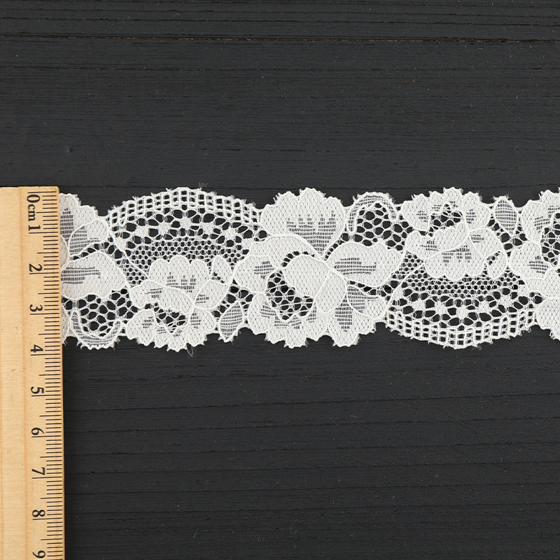 FREEDOMBEAUTY | [stretch] nylon silk lace, warp knitted elastic lace edge, wedding dress lace accessories, factory spot