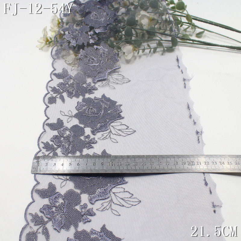 FREEDOMBEAUTY | [1Pack] Cool Fashion Style Three-Color Mesh Embroidery Lace Gold Thread Rose 21cm Dress Wedding Dress Lace Accessories