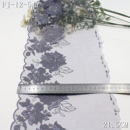 FREEDOMBEAUTY | [1Pack] Cool Fashion Style Three-Color Mesh Embroidery Lace Gold Thread Rose 21cm Dress Wedding Dress Lace Accessories
