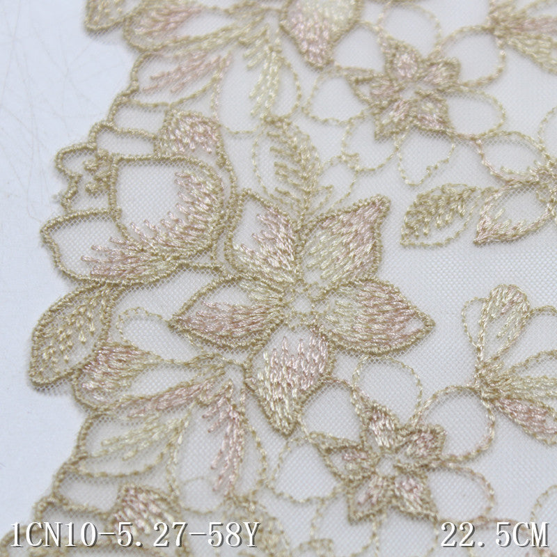 FREEDOMBEAUTY | Unilateral retro small flower light mesh embroidery 22cm clothing home textile lace lace accessories DIY