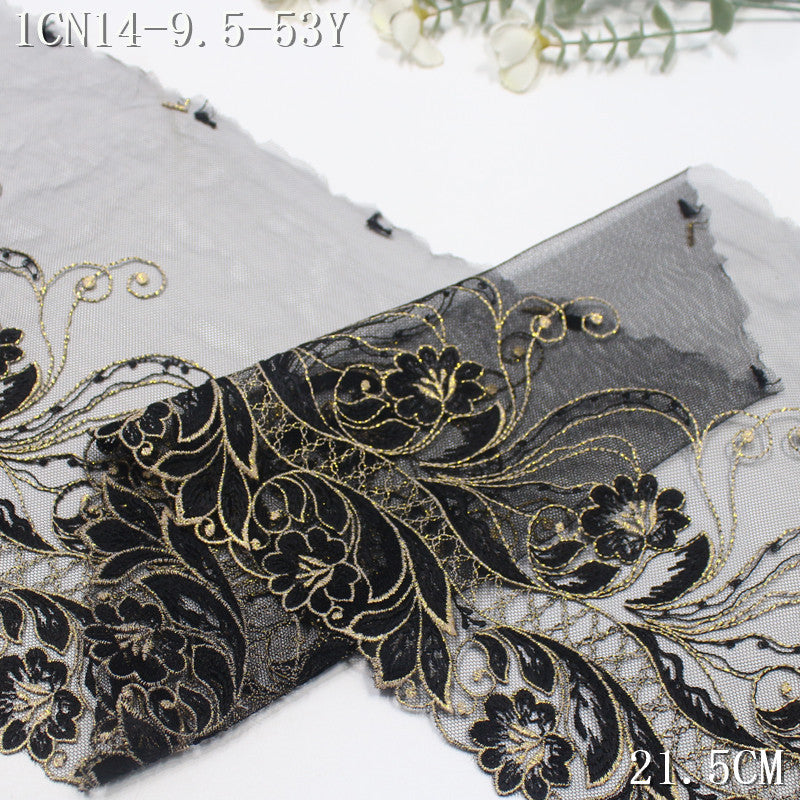 FREEDOMBEAUTY | [1Pack] Luxury retro gold thread flower mesh embroidery lace, dress home curtains dress lace accessories