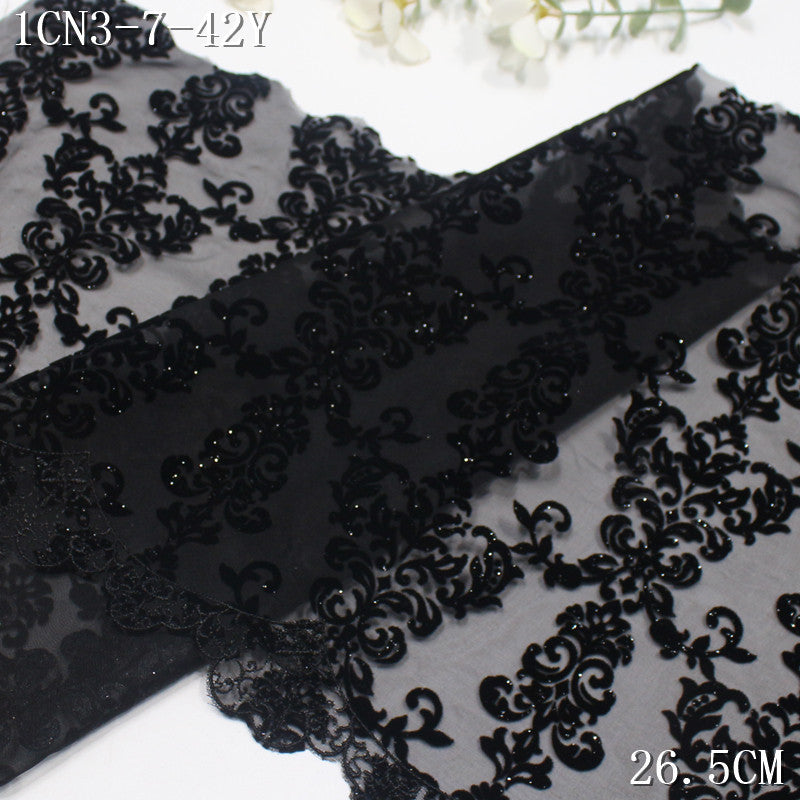 FREEDOMBEAUTY | [1Pack] Multi-color chiffon mesh full-width flocking pattern embroidery lace 28cm clothing accessories home textile lace accessories