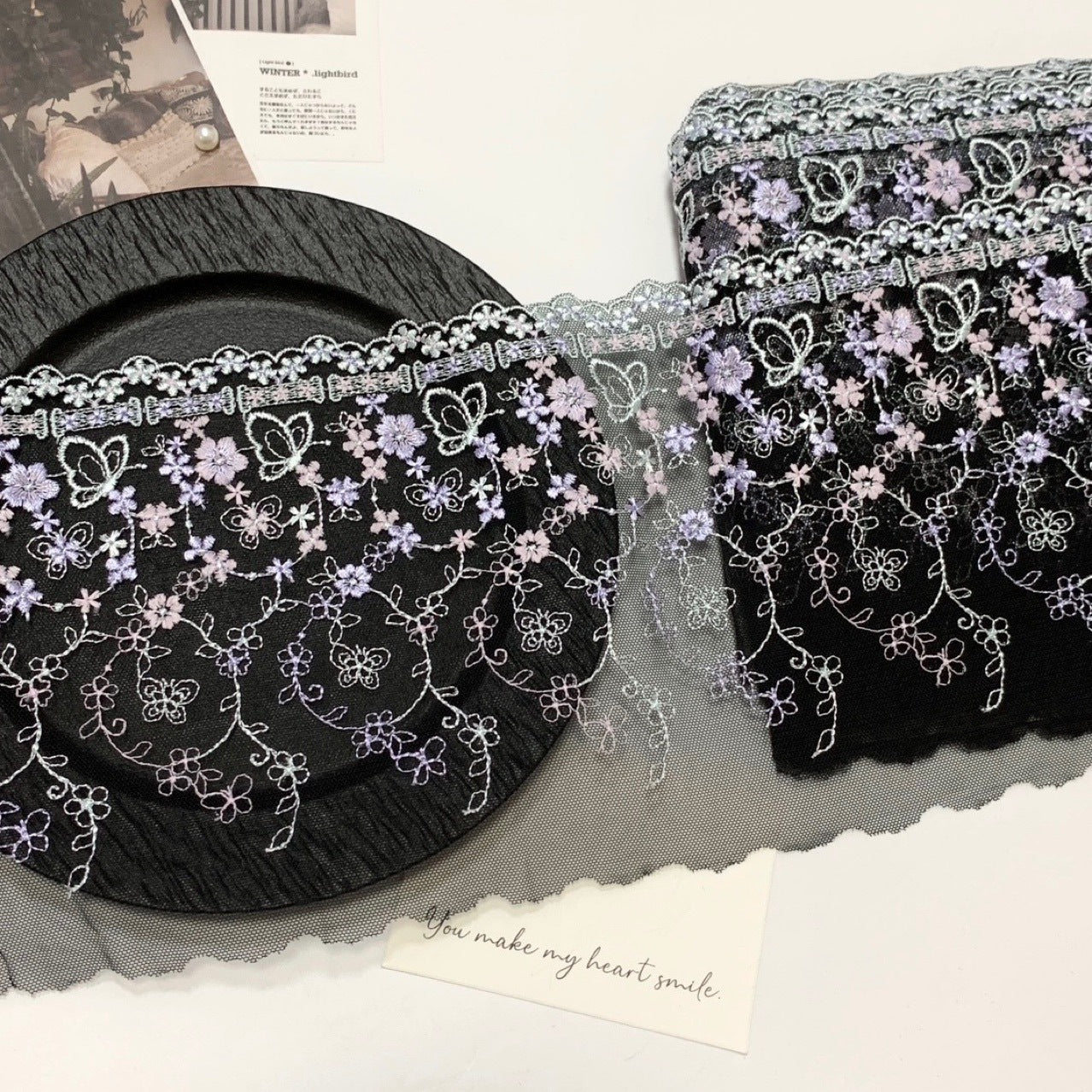 FREEDOMBEAUTY | Spot exquisite butterfly embroidery imitation wear ribbon embroidery lace accessories design DIY