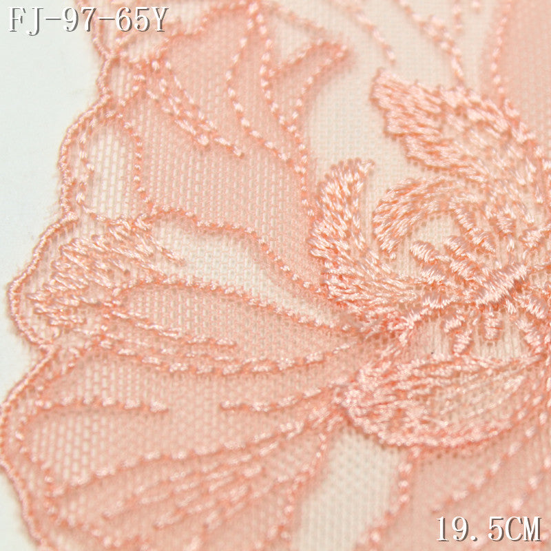 FREEDOMBEAUTY |  Gentle Romantic Double Layer Flower Pink Mesh Embroidered Lace 23cm Underwear Wedding Dress Lace Accessories