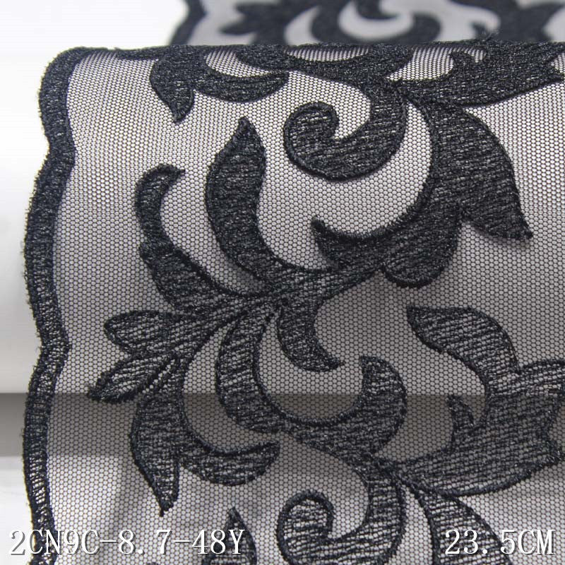 FREEDOMBEAUTY | Black mesh polyester thread wild tattoo embroidery lace, wholesale apparel performance clothes DIY lace accessories