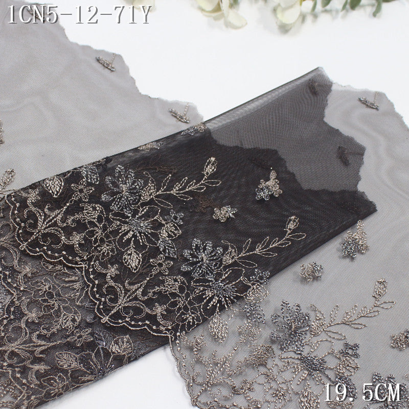 FREEDOMBEAUTY | [1Pack] Color mesh embroidery lace fresh and beautiful silver thread small flower 27cm dress wedding lace accessories