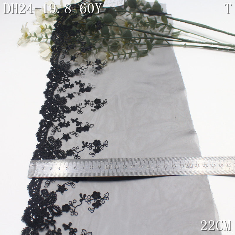 FREEDOMBEAUTY | Spot black retro classic mesh water-soluble embroidery lace 22cm skirt underwear lace accessories DIY
