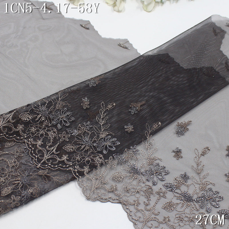FREEDOMBEAUTY | [1Pack] Color mesh embroidery lace fresh and beautiful silver thread small flower 27cm dress wedding lace accessories