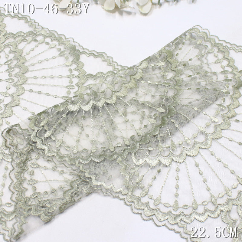 FREEDOMBEAUTY | Two-color mesh yarn small fragrant fan-shaped small pearl embroidery lace, clothing curtain accessories lace accessories