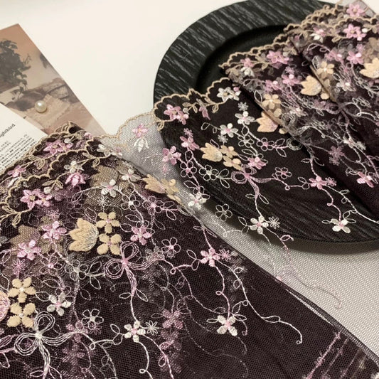 FREEDOMBEAUTY | In-stock tulip bow embroidery mesh lace fabric DIY clothing decoration design