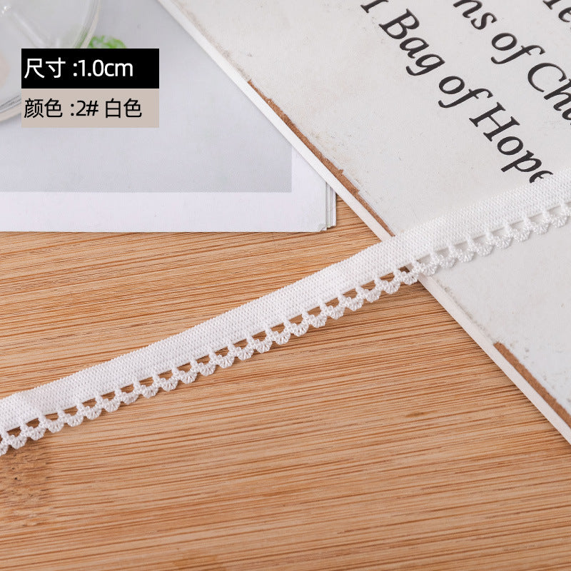 FREEDOMBEAUTY | Manufacturer supplies 1.0 cm flower bud flat belt, white nylon knitted dental belt, high elastic underwear and underwear elastic band