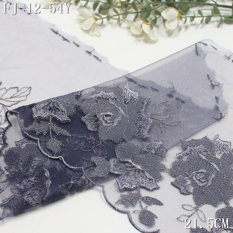 FREEDOMBEAUTY | [1Pack] Cool Fashion Style Three-Color Mesh Embroidery Lace Gold Thread Rose 21cm Dress Wedding Dress Lace Accessories