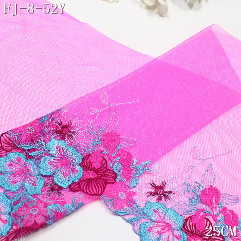FREEDOMBEAUTY | [1Pack] Contrasting Flowers Warm Style Rose Pink Mesh Embroidery Lace, Clothing Accessories Underwear Lace Accessories