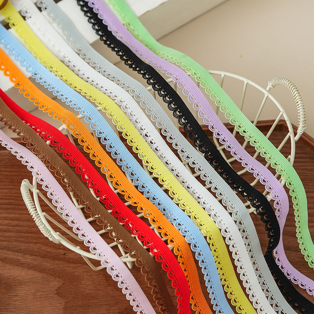 FREEDOMBEAUTY | Spot 1.2CM arched nylon elastane color elastic band DIY clothing women's hemming elastic band