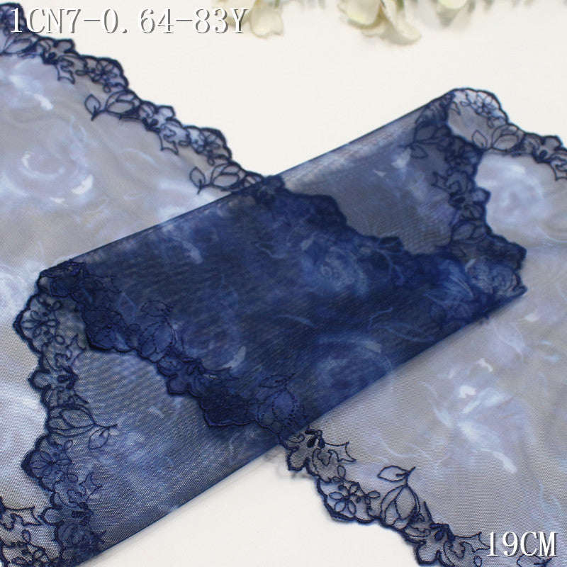 FREEDOMBEAUTY | [1Pack] Fresh printing mesh yarn bilateral flower embroidery lace 23cm skirt clothing DIY decorative lace accessories