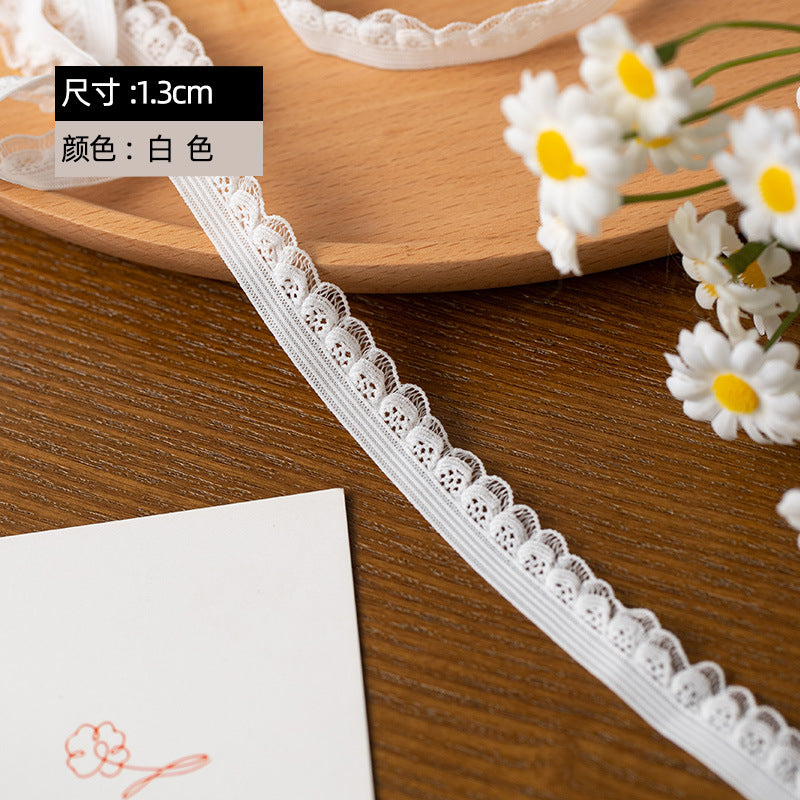 FREEDOMBEAUTY | Factory direct 1.3CM fish silk henna white spot, children's underwear elastic hollow fish silk bud belt