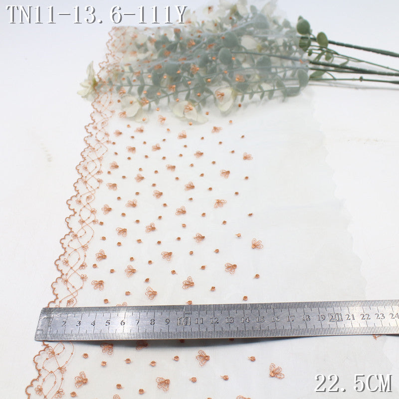 FREEDOMBEAUTY | [1Pack] Simple color mesh embroidery lace scattered with small flowers, light skirt children's neckline DIY lace accessories