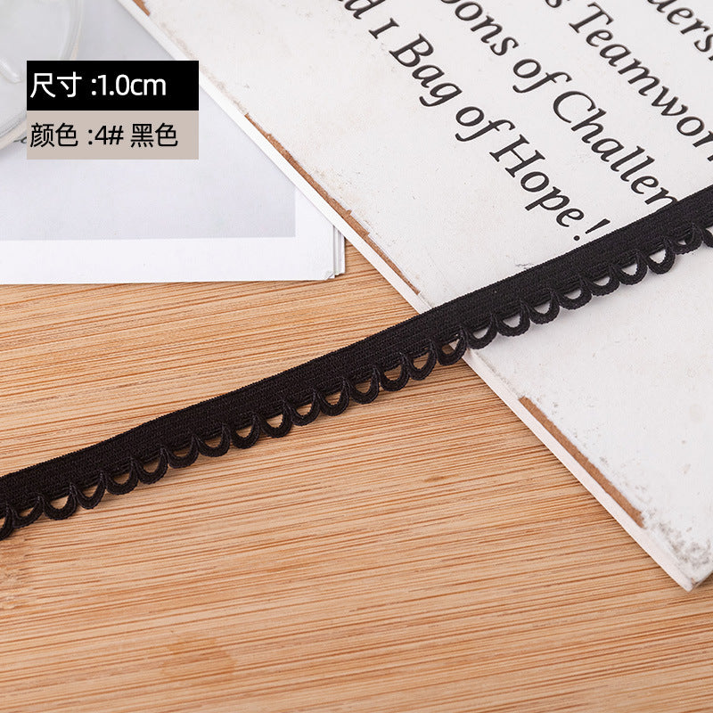 FREEDOMBEAUTY | Manufacturer supplies 1.0 cm flower bud flat belt, white nylon knitted dental belt, high elastic underwear and underwear elastic band