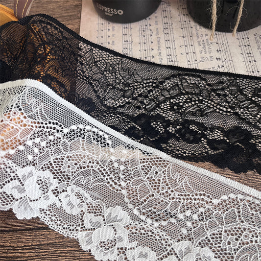 FREEDOMBEAUTY | Factory direct sales, French elegant flower type hollow straight edge 9CM high elastic lace accessories DIY handmade