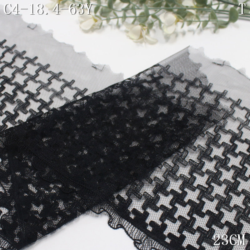 FREEDOMBEAUTY | Spot wholesale black mesh small fragrant wind thousand bird grid embroidery lace, clothing shawl curtain lace accessories DIY