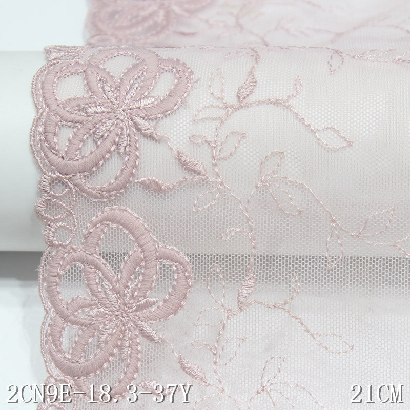FREEDOMBEAUTY | Pale pink mesh embroidery lace bilateral exquisite flower 21cm clothing underwear lace accessories