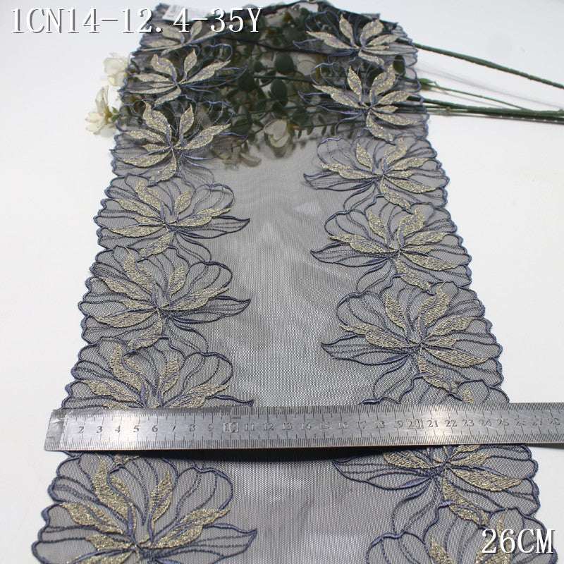 FREEDOMBEAUTY |  retro light luxury gorgeous gold thread flower mesh embroidery lace, dress skirt lace accessories