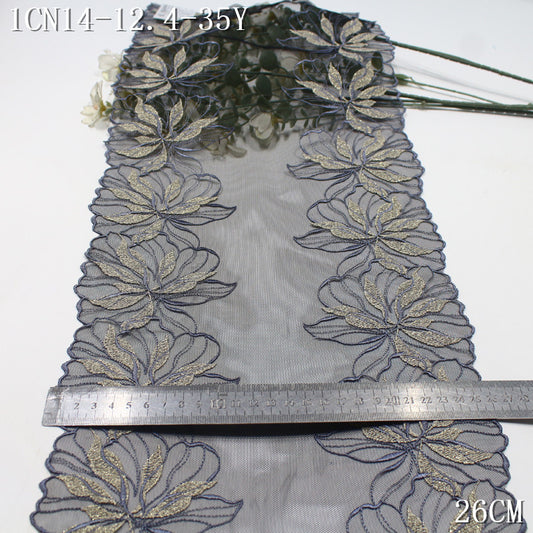 FREEDOMBEAUTY |  retro light luxury gorgeous gold thread flower mesh embroidery lace, dress skirt lace accessories