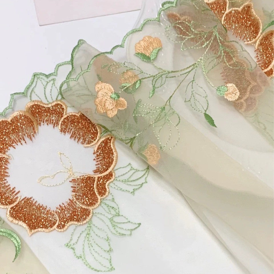 FREEDOMBEAUTY | Spot bright gold thread embroidery mesh lace accessories decoration DIY design clothing