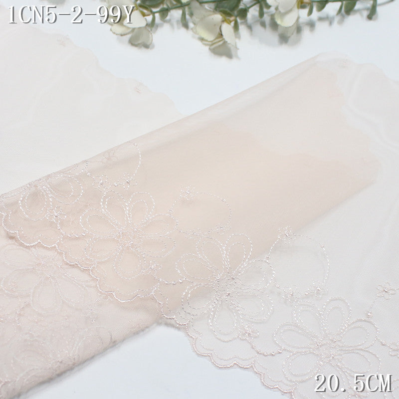 FREEDOMBEAUTY | Simple and plain light pink silver thread garland mesh embroidery lace, clothing underwear skirt accessories DIY