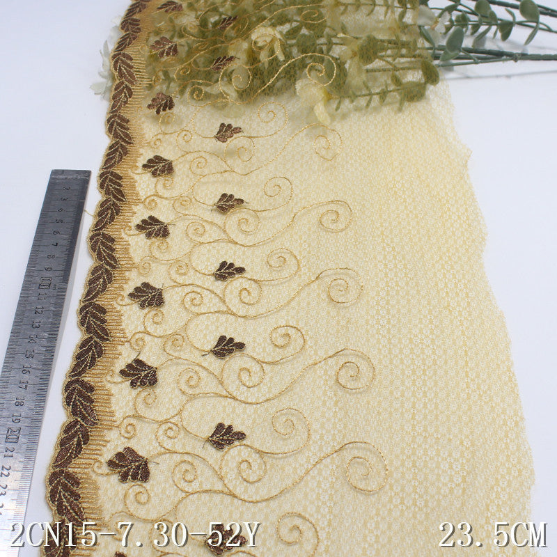 FREEDOMBEAUTY | Gold lace mesh gold thread leaf-rolled embroidery lace, luxury dress DIY lace accessories